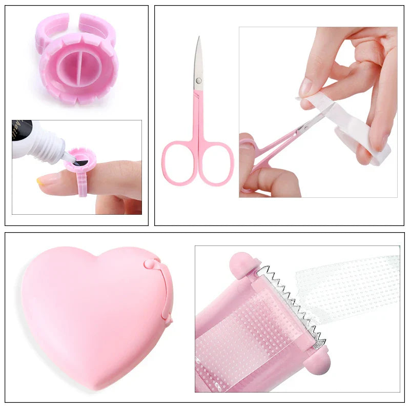 Eyelash Extension Supplies Set Glue Rings Tape Cutter