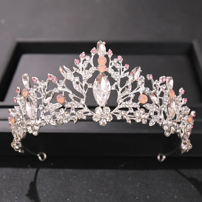 Pink Crystal Tiaras And Crowns For Women Bride