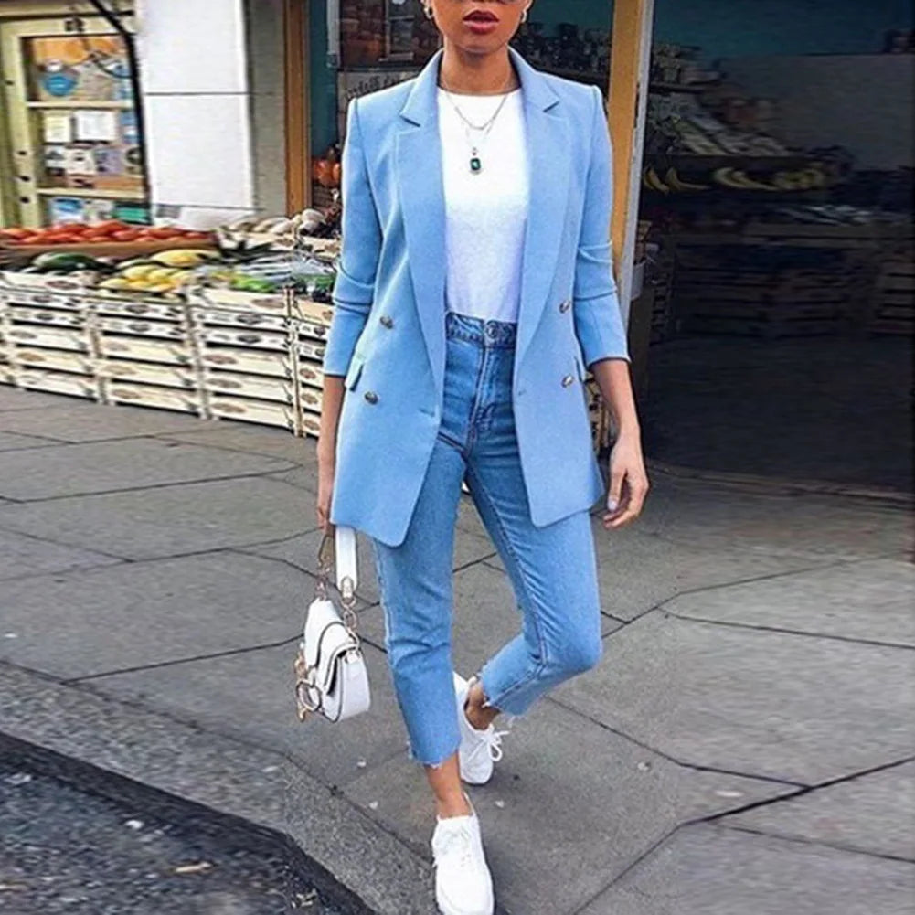 New Autumn Winter Women Blazer Coat Long-Sleeved Small