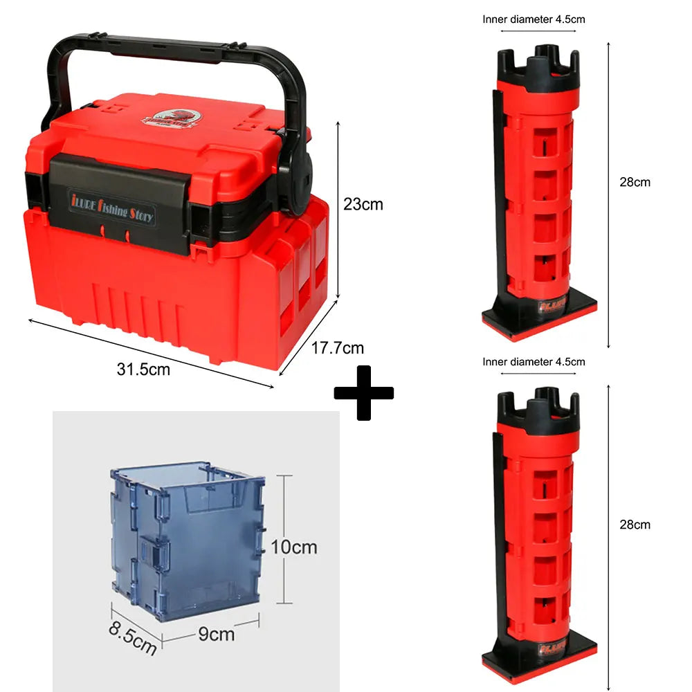3-Layer Folding Fishing Tackle Box Multipurpose Fishing Storage