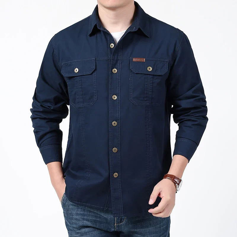 Men's Clothing Military Tactical Shirts Multi-Pockets Work Cargo