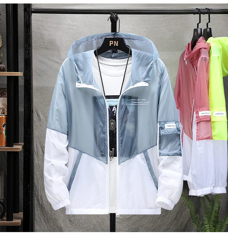 Men Summer Ultralight Jacket Thin Sunscreen Casual Zip-Up