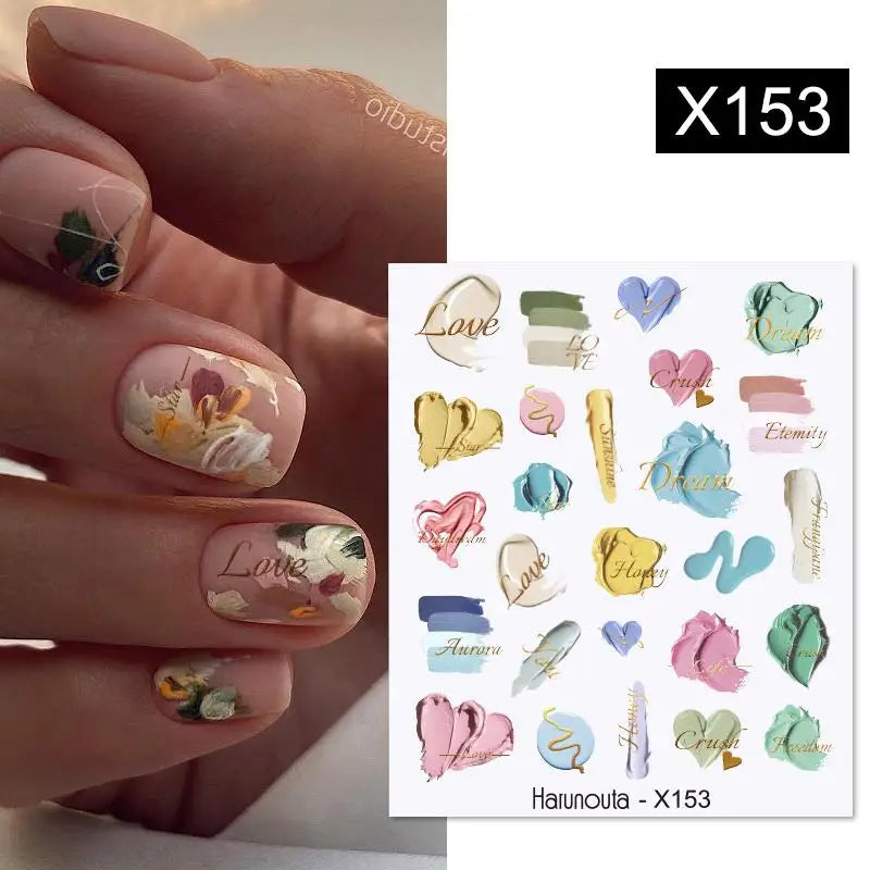 Purple Marble Nails Stickers Smoke Design Manicure Decals