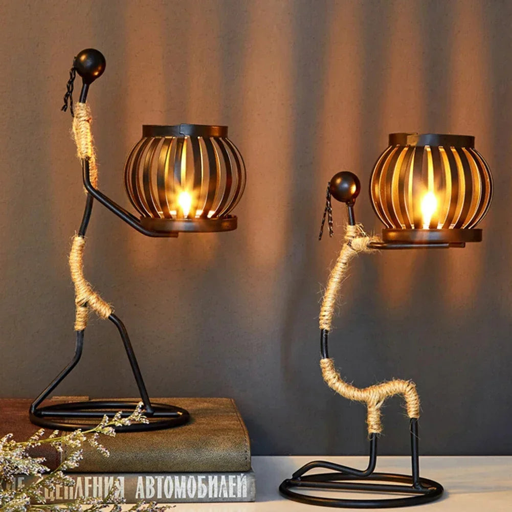 Nordic Metal Candlestick Abstract Character Sculpture Candle Holder