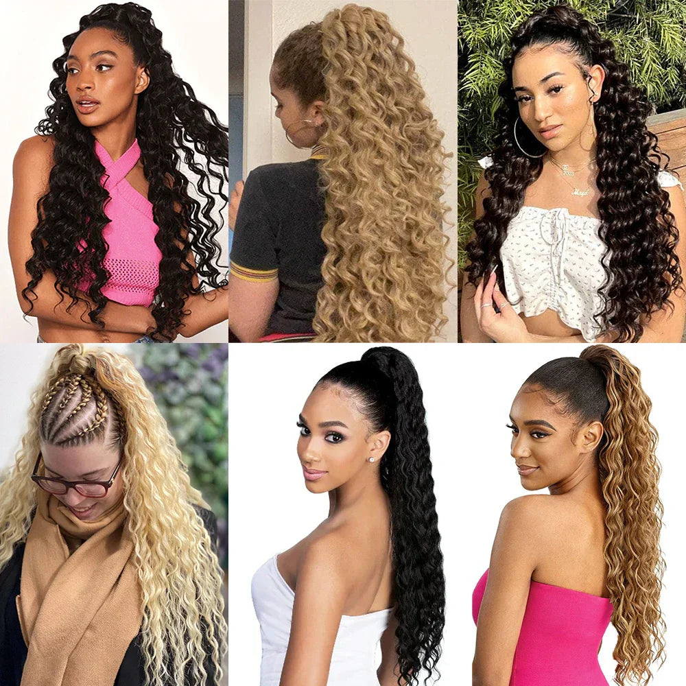 Synthetic Curly Ponytail Extensions Clip In Drawstring Ponytail
