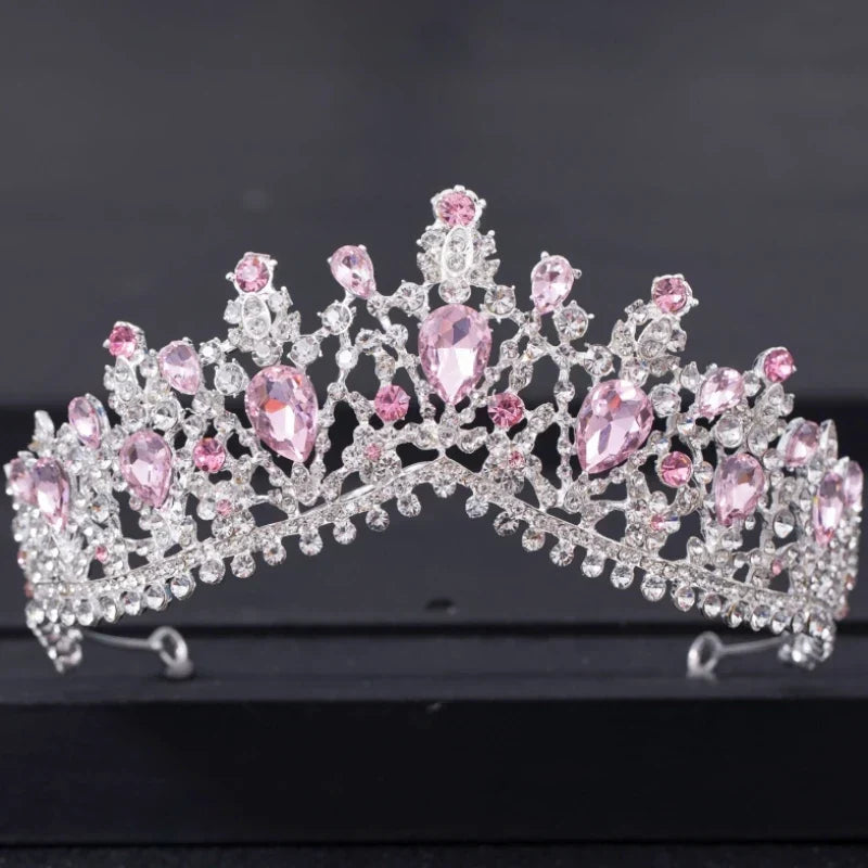 Pink Crystal Tiaras And Crowns For Women Bride