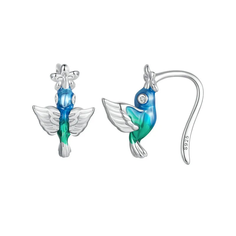 Bamoer 925 Sterling Silver Green Dragonfly Stud Earrings