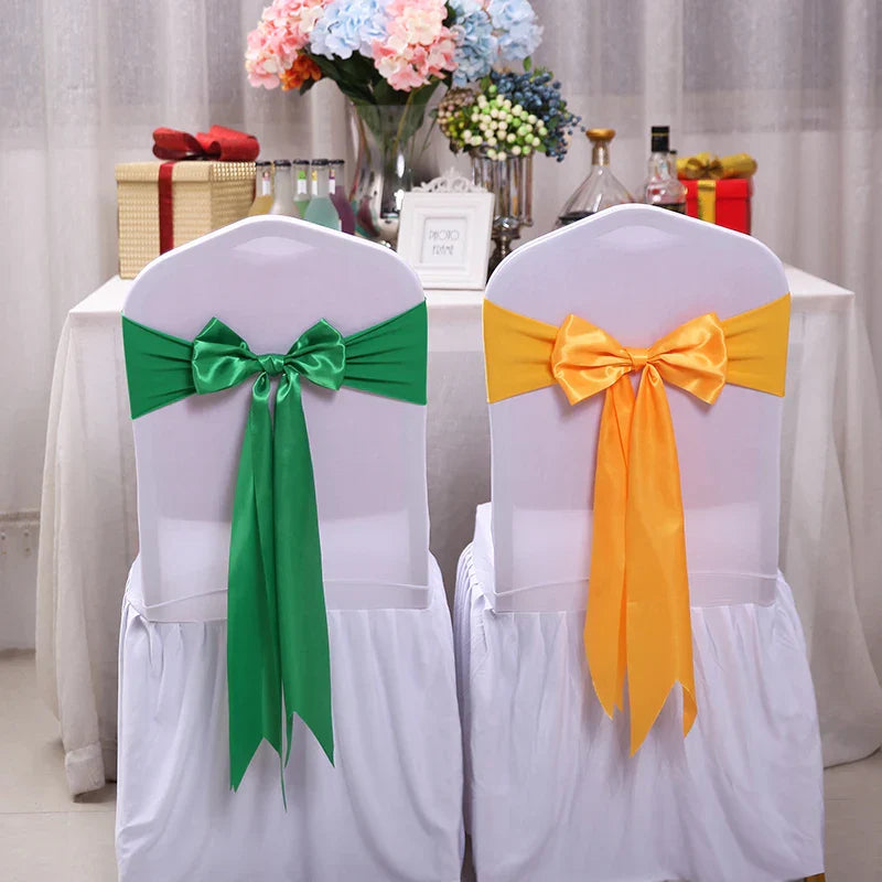 10pcs/50pcs Satin Spandex Chair Bow Band Ribbon Chair
