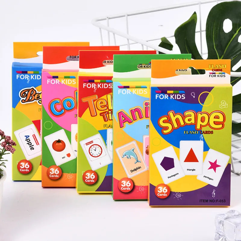 36Pcs Kids Cognition Card Shape Animal Color Teaching