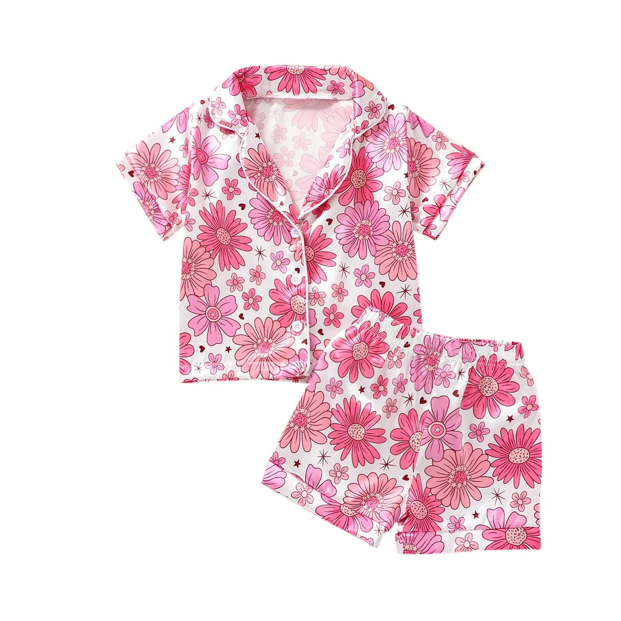 2023 Fashion Children Summer Pajama Sets Silk Satin