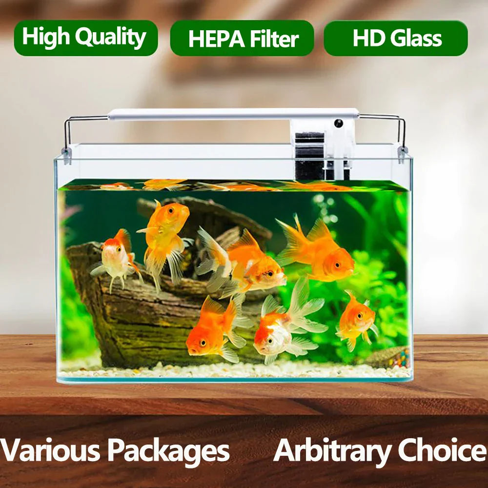 Fish Tank Transparent Glass Rectangular Aquarium Small And