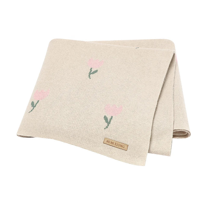 Newborn Baby Blankets 100*80cm Breathable Cotton Knitted Infant
