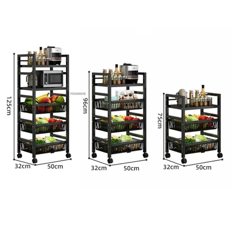 Home Kitchen Trolley Multifunction Oven Microwave Cart Moving