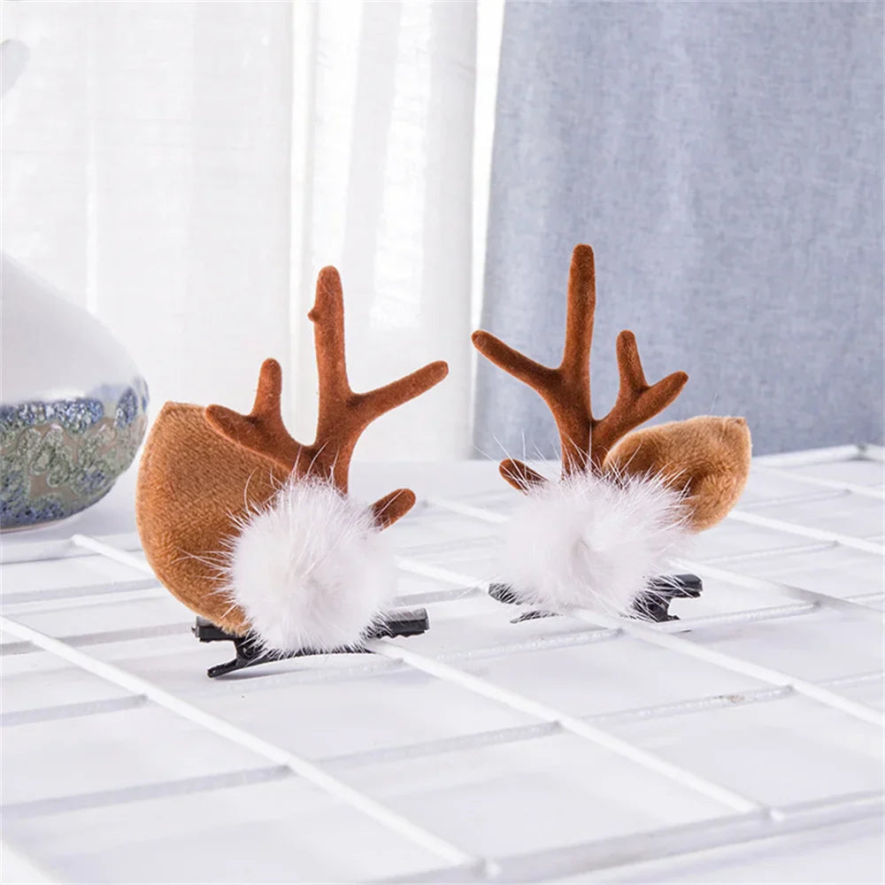 2pcs Pack Cute Reindeer Ears Hair Clip Classic