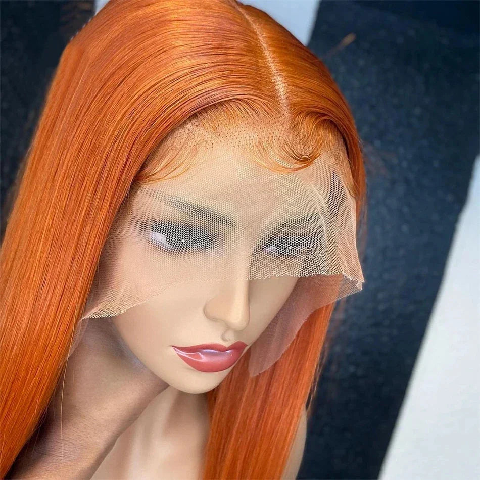 Sleek Ginger Orange 13x5 Brazilan Straight Lace Frontal
