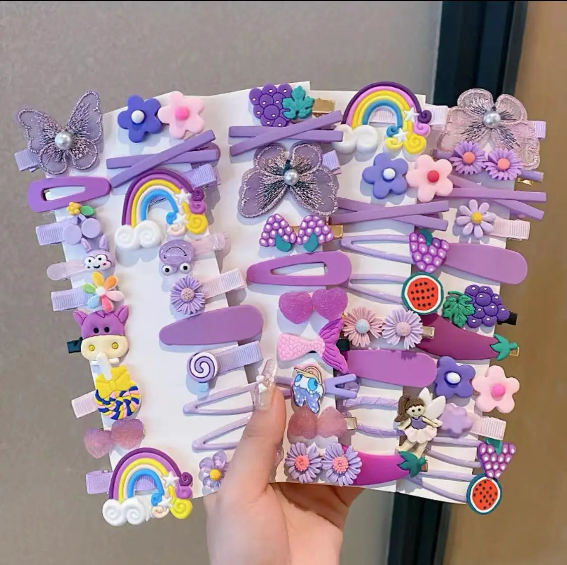14Pcs/Set Cartoon Butterfly Rainbow Hairpin For Kids Girls