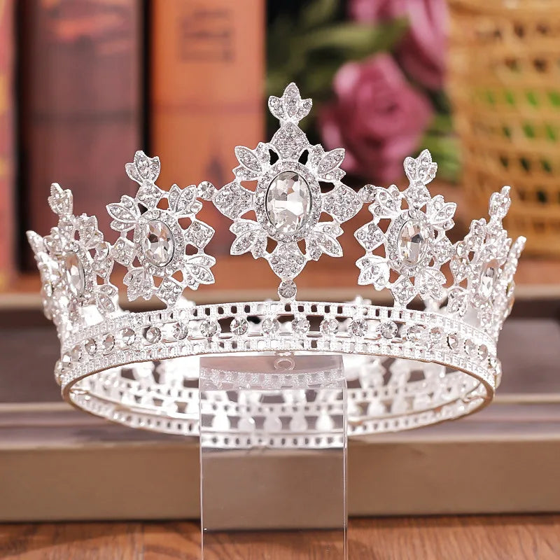 Crystal Rhinestone Round Crown Tiara Hair Jewelry Wedding