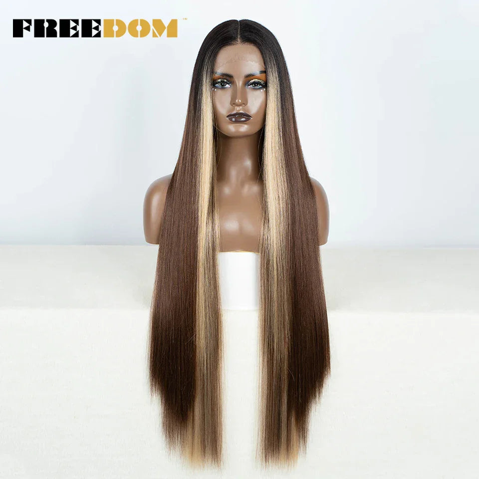 FREEDOM Synthetic Lace Front Wigs For Women Straight
