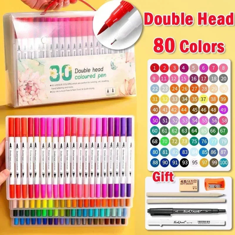 168 Color Marker Pen Set Manga Double-Headed Comic