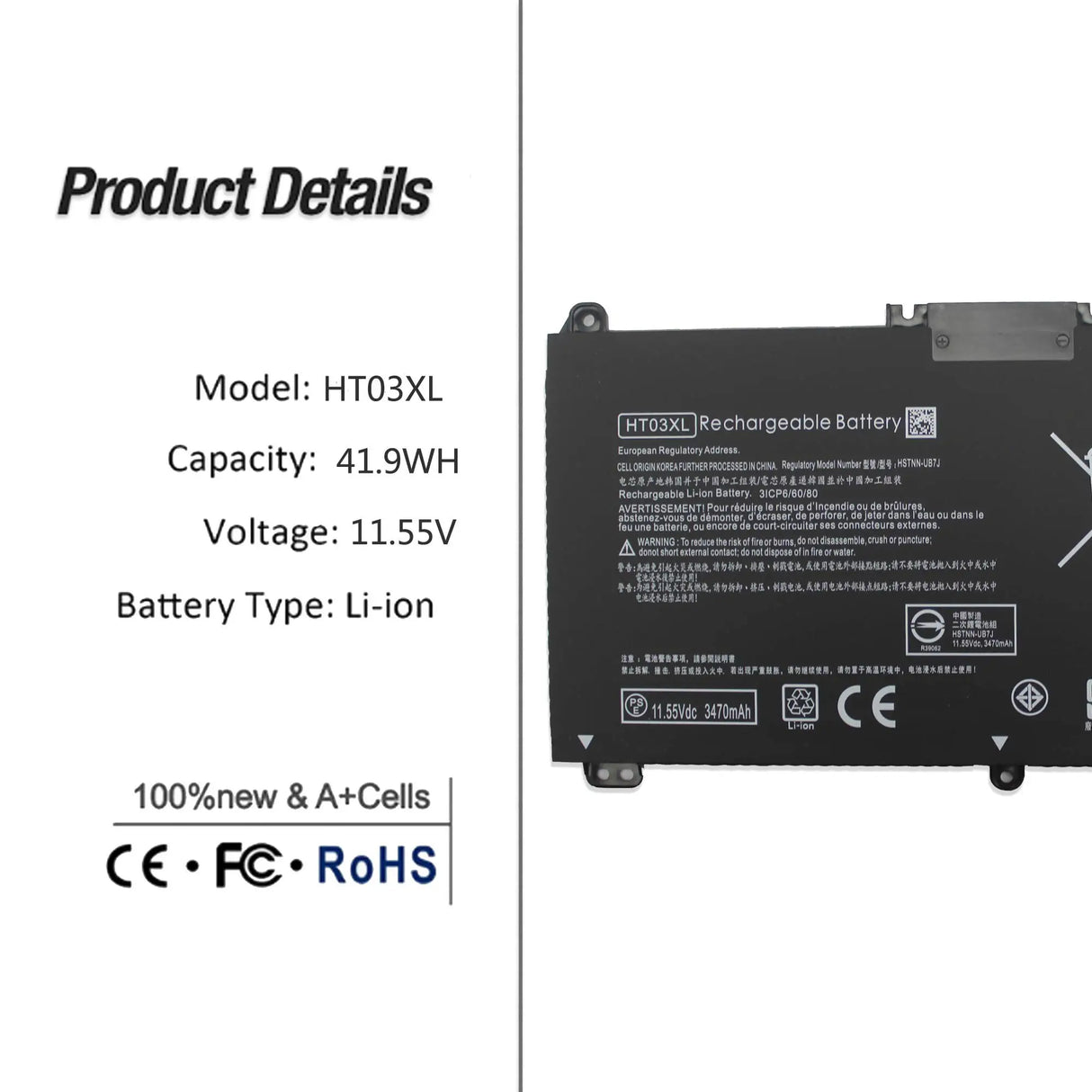 HT03XL L11119-855 Laptop Battery for HP Pavilion 14-CM