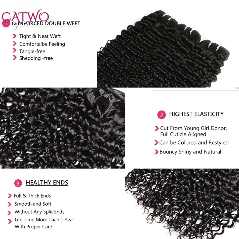 Curly Wave Hair Bundles With Lace Closure 5x5