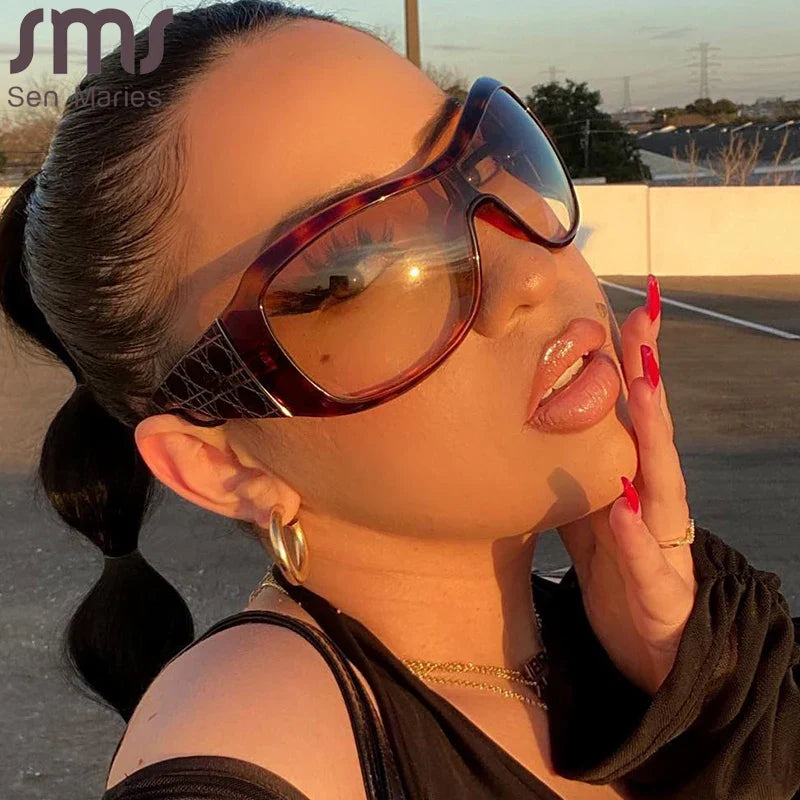 Luxury Brand Designer One-piece Sunglasses Goggle New Trendy