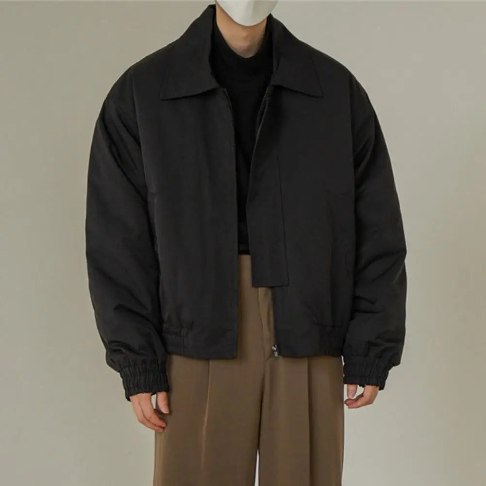 Men Jacket Zipper Closure Personality Long Sleeves Casual