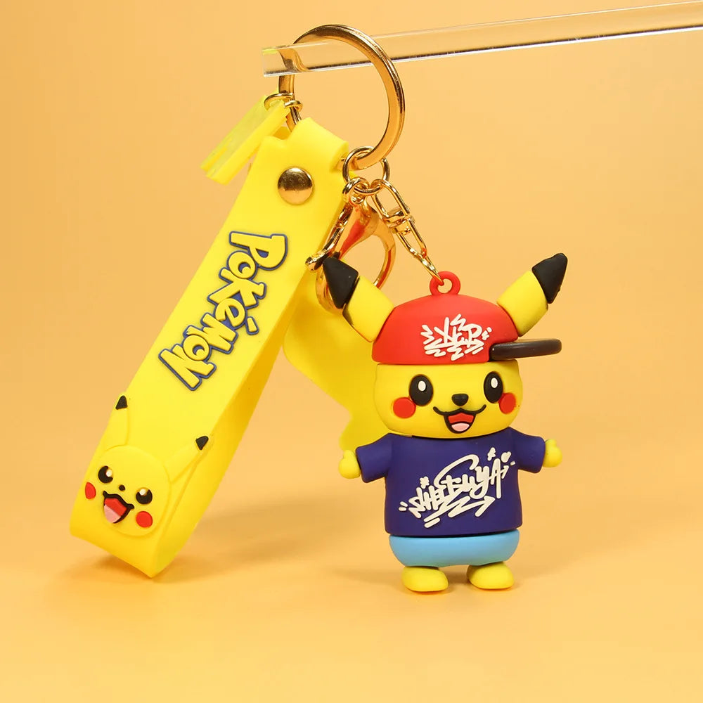 Pokemon Keychain Anime Figures Pikachu Cartoon Key Chain