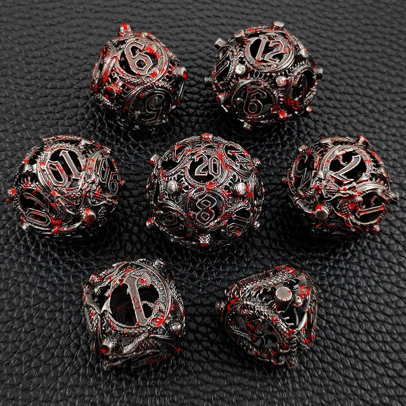7PCS/SET DND Metal Dice Set Three-dimensional Flying Dragon