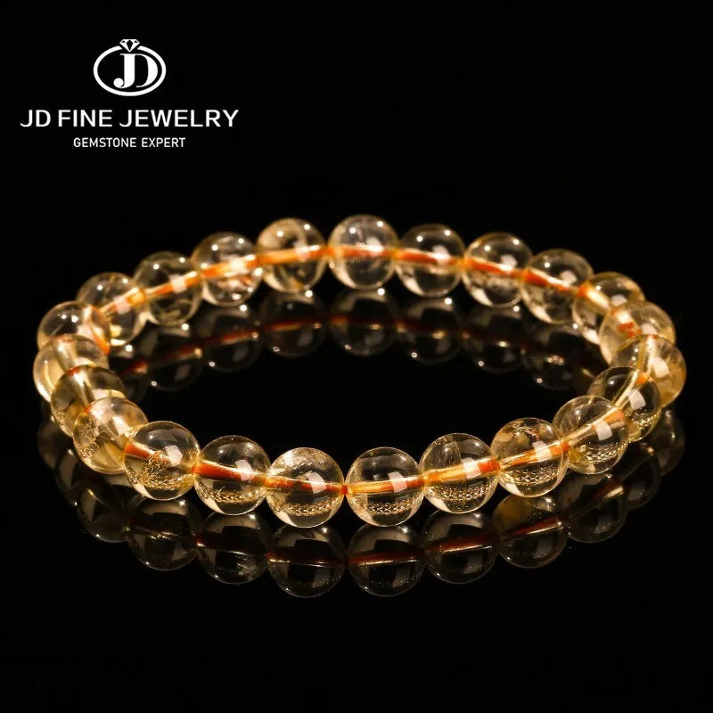 JD Natural Stone Citrines Beads Bracelet Women Yellow