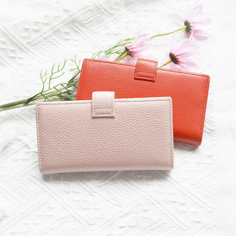 Genuine Leather Luxury Design Card Holder For Woman Custom Letters Large Capacity Vintage Wallet Fashion Business Christmas Gift