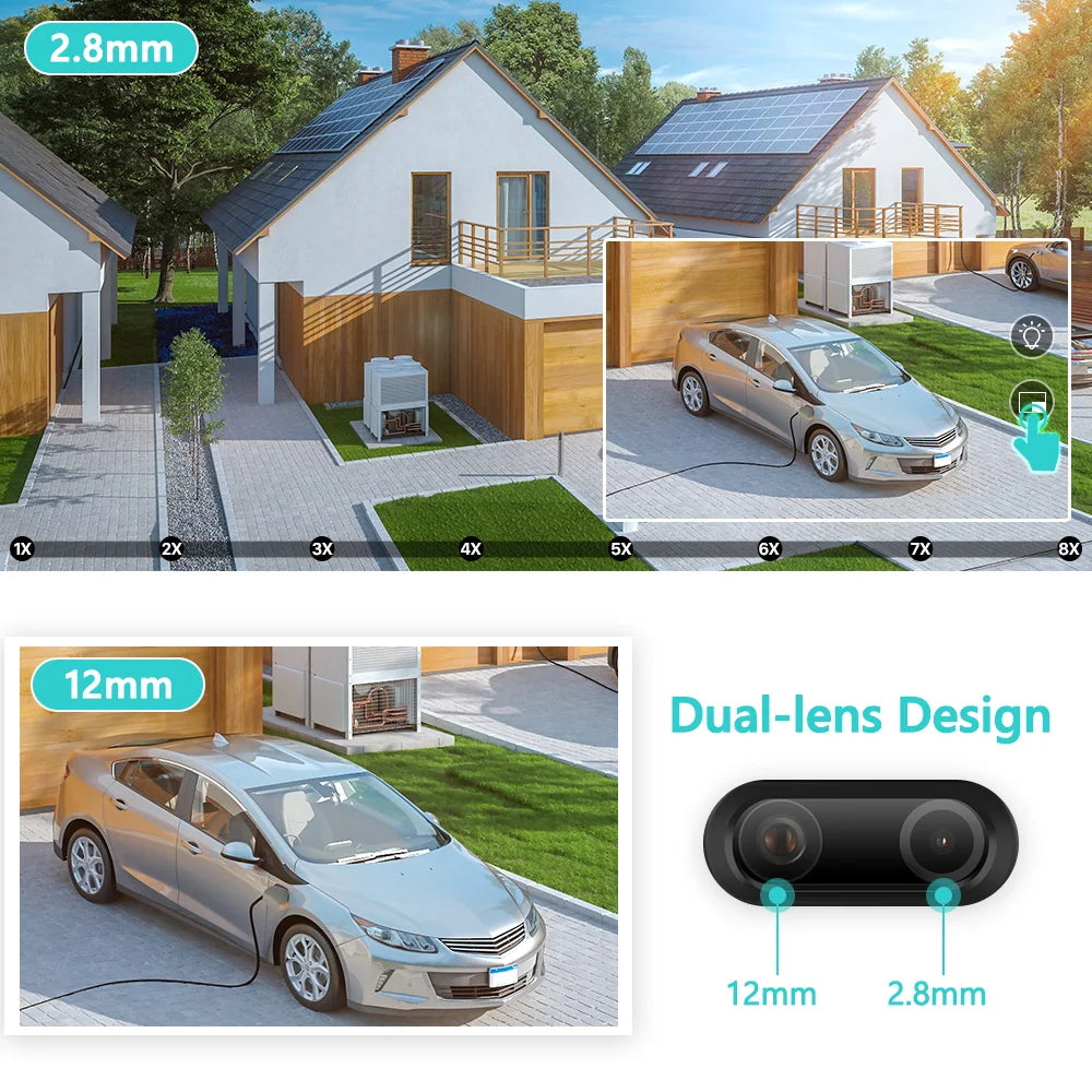 BESDER 8MP 4K 8x Hybrid Zoom 2.8+12mm Dual