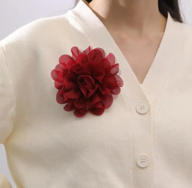 Brooch New Red Bridal Brooches Big Flower Women's
