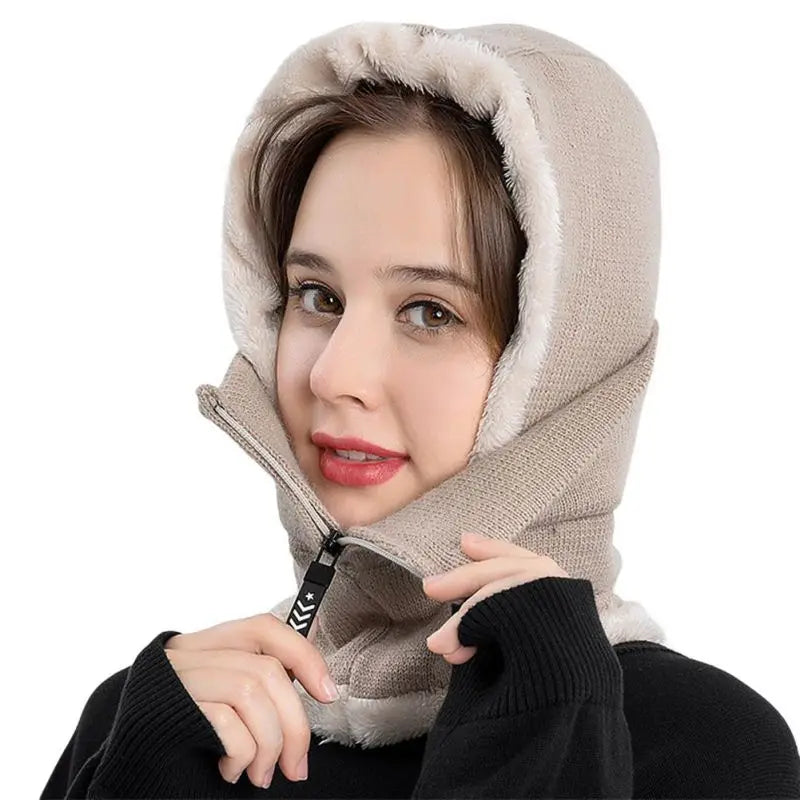 New Winter Women 3in1 Knitted Ski Hat with
