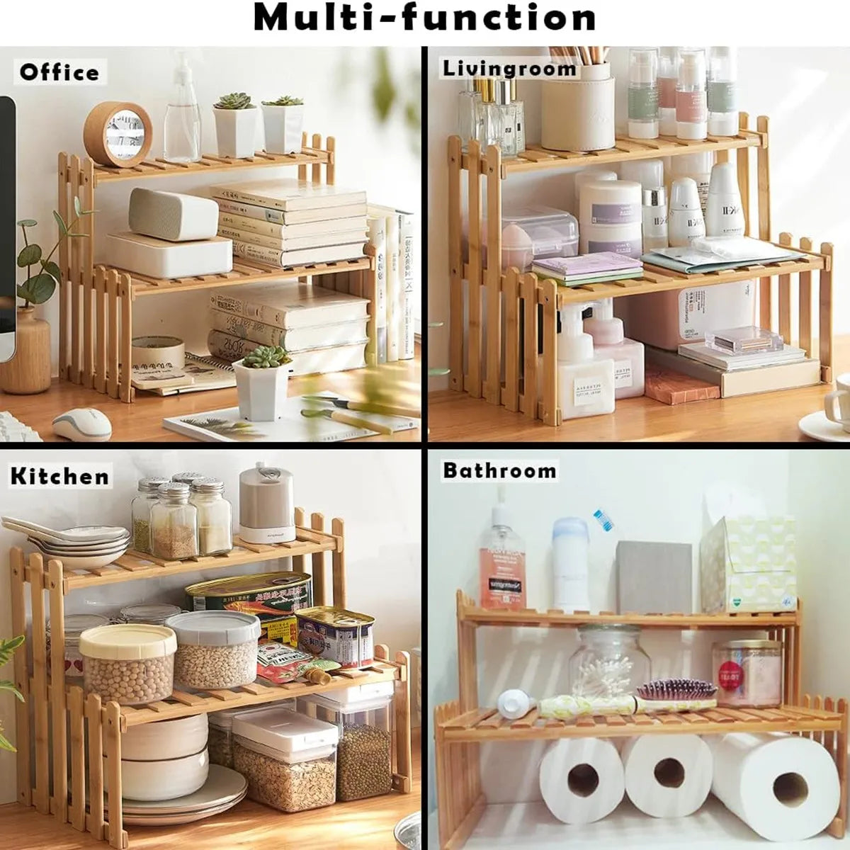 Natural Bamboo Indoor Plant Stand for Desk,2 Tier