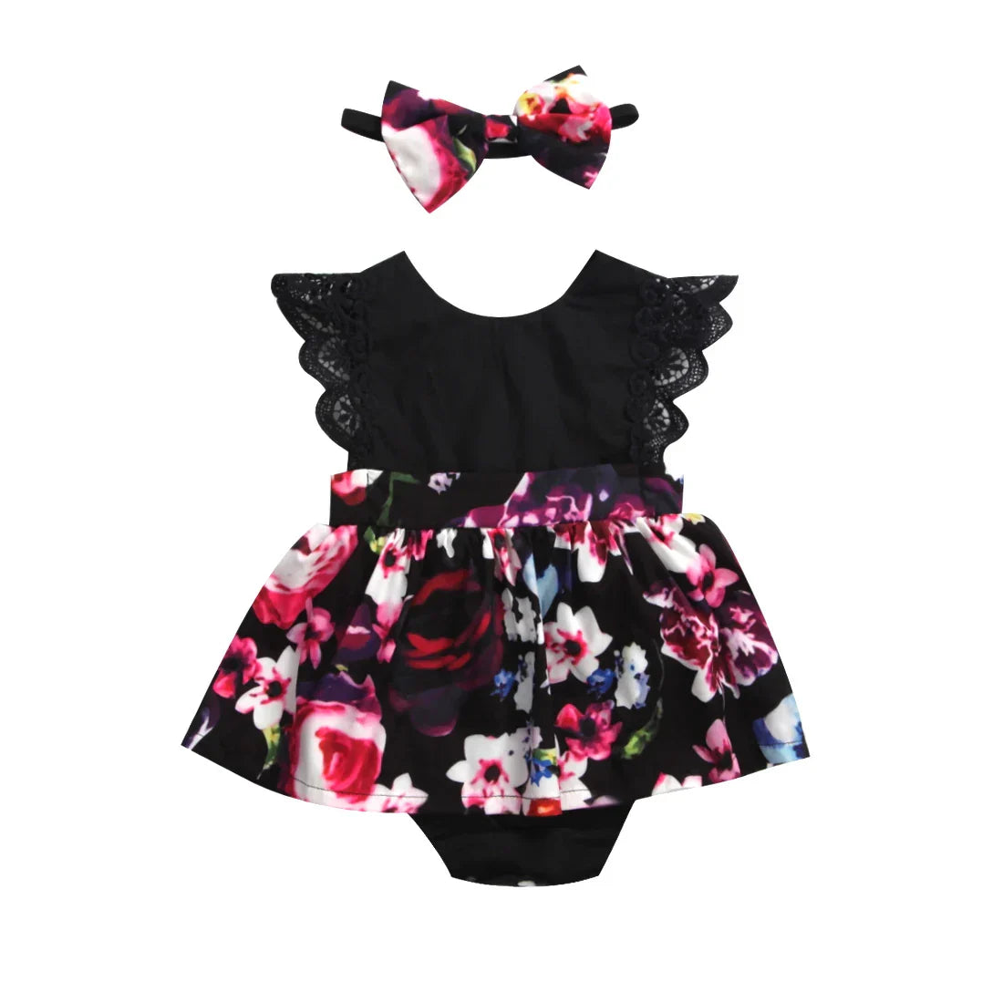Newborn Baby Girl Princess Rompers Floral Print Sleeveless