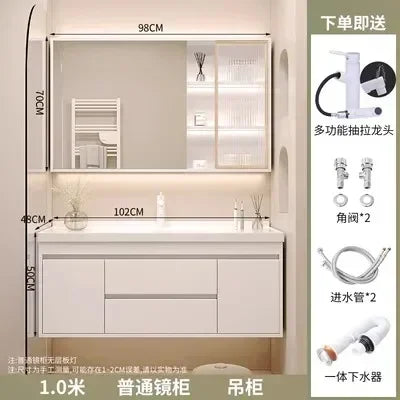Washbasin Mirror Drawer Wall White Bathroom Cabinets Vanity