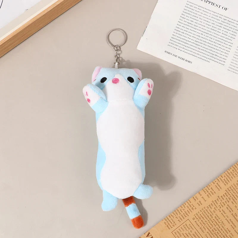 16CM New Long Cat Plush Toy Keychain Cute