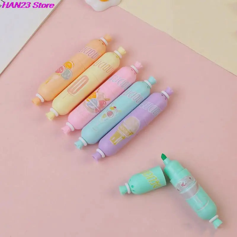 6Pcs/Lot Cute Cartoon Cat Highlighters School Office Stationery