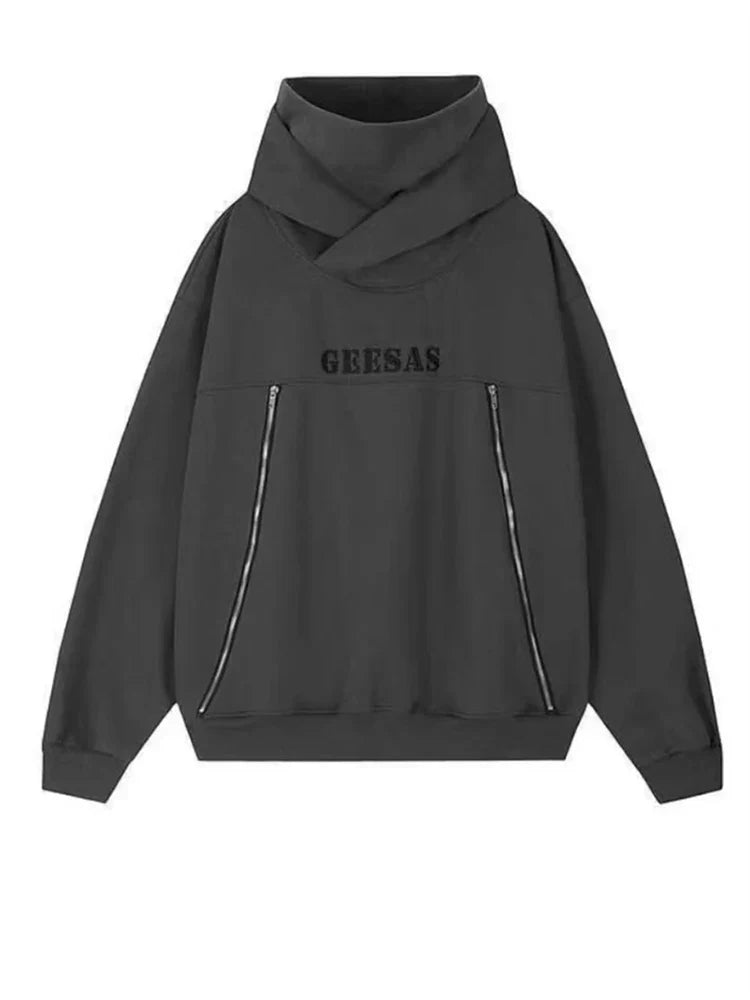 Japanese Streetwear Letter Embroidered Ninja Hoodies For Men