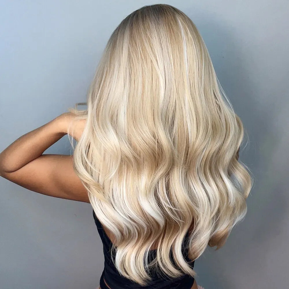 HAIRCUBE Long Ombre Brown Black Light Blonde Synthetic