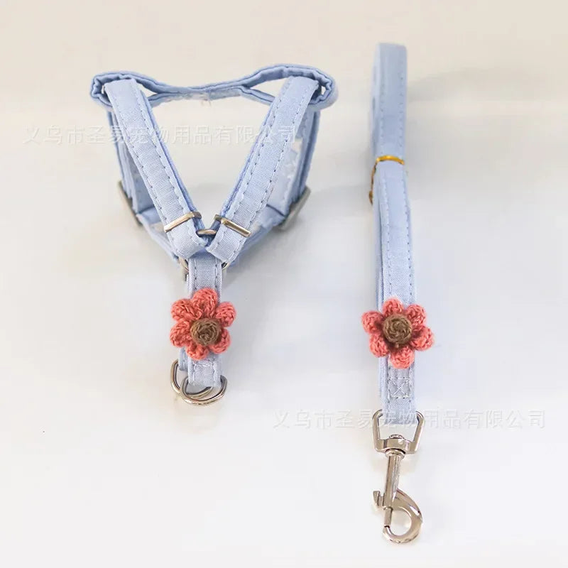 Dog Harness with 1.2m Traction Leash Adjustable Collars