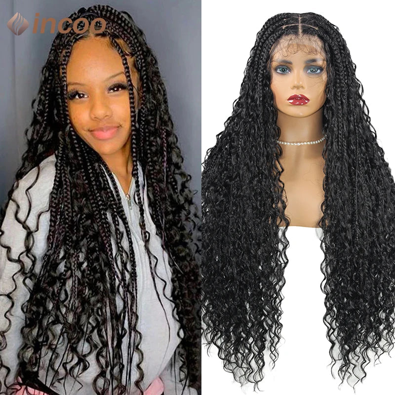 32" Full Lace Front Boho Box Braided Wigs