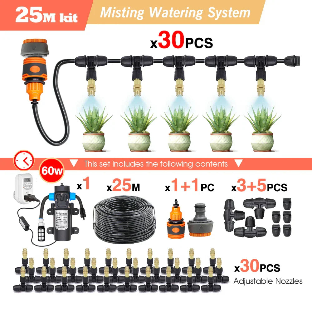 30-5M Garden Adjustable Brass Nozzle Misting Watering System
