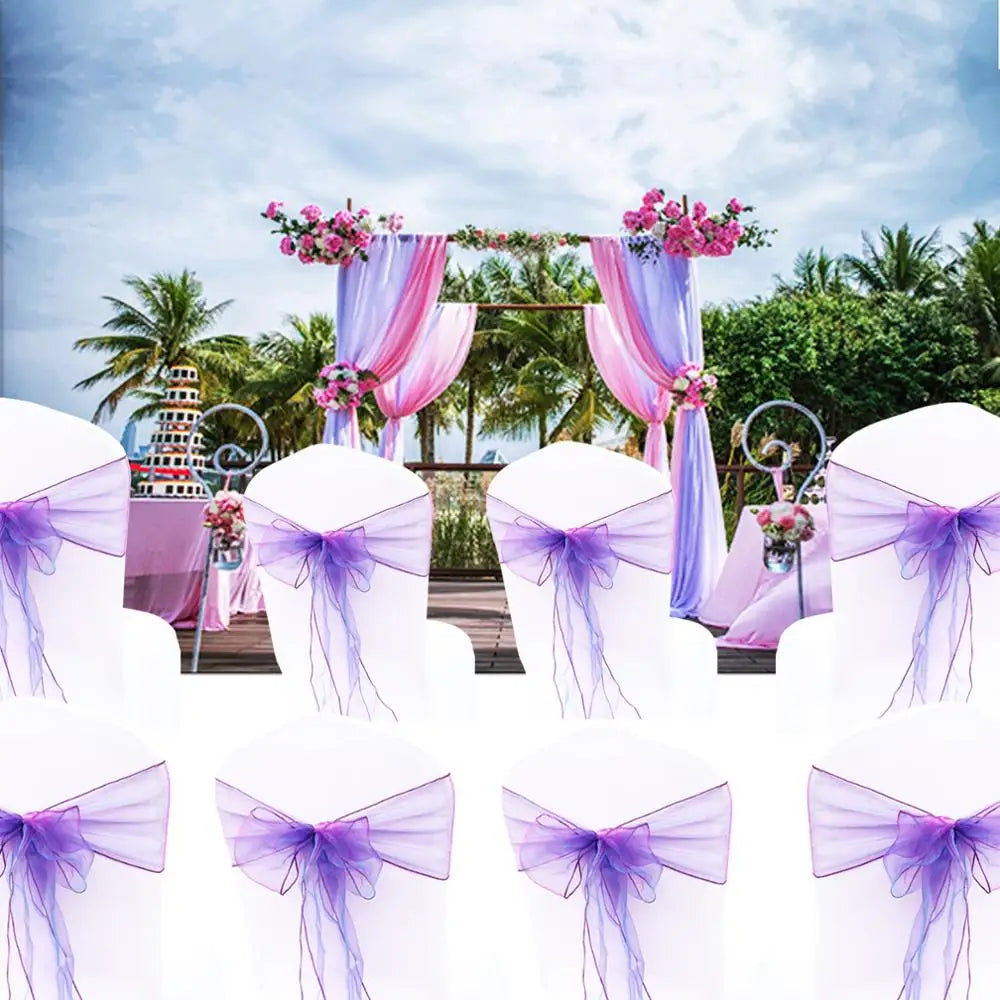 50PCs/lot Wedding Chair Decoration Organza Chair Sashes Knot