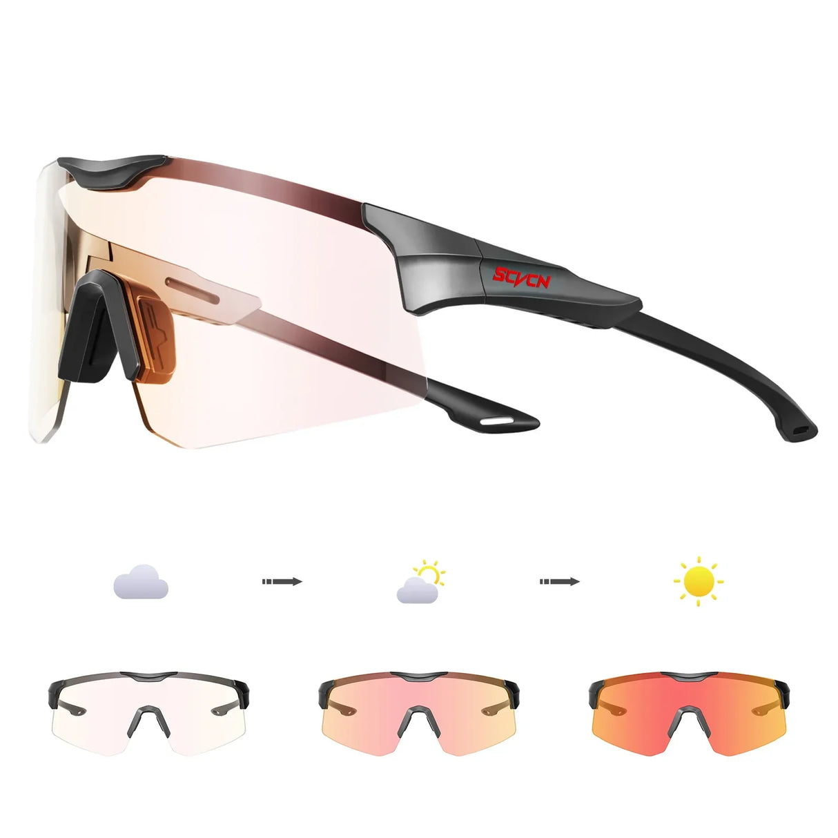 SCVCN New bicycle Photochromic Cycling Sunglasses Sports Running