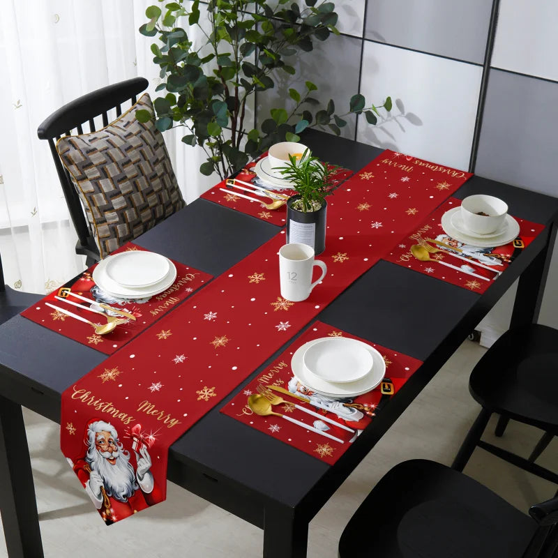 Christmas Snowman Santa Claus Table Runner Not Included