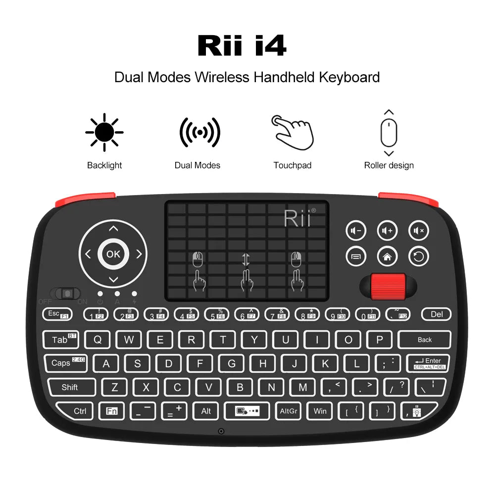 Rii i4 Mini BT Wireless Keyboard With Touchpad