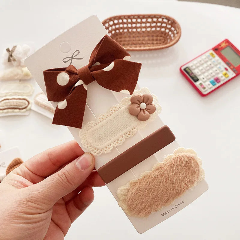 4PCS Baby Girl Hair Clips Autumn Winter Kids