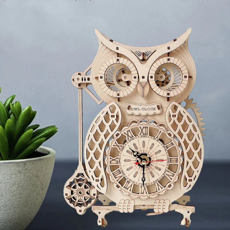 3D DIY Wooden Puzzle Jigsaw Owl Pendulum Vintage